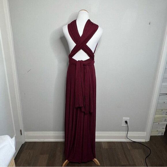 Lulus Womens Size Medium Tricks of the Trade Burgundy Maxi Dress Convertible - Picture 6 of 15